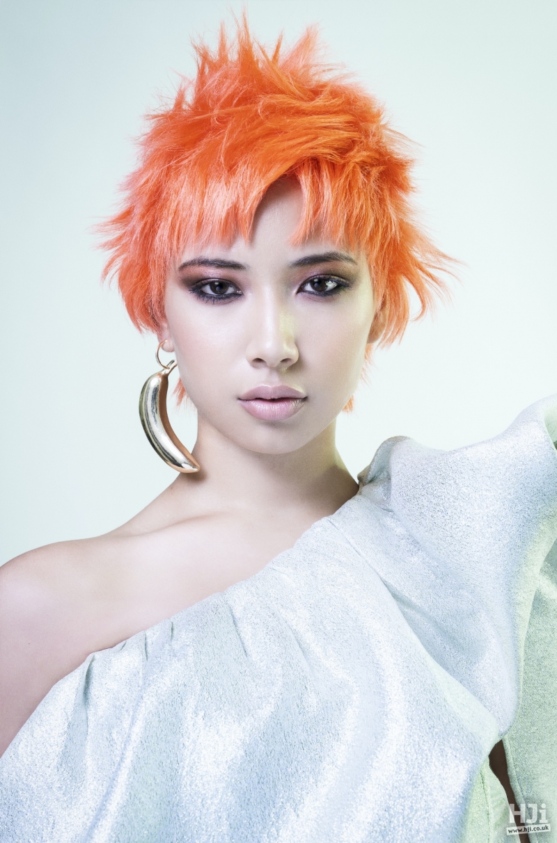 Spiky Bright Orange Hair With Fringe